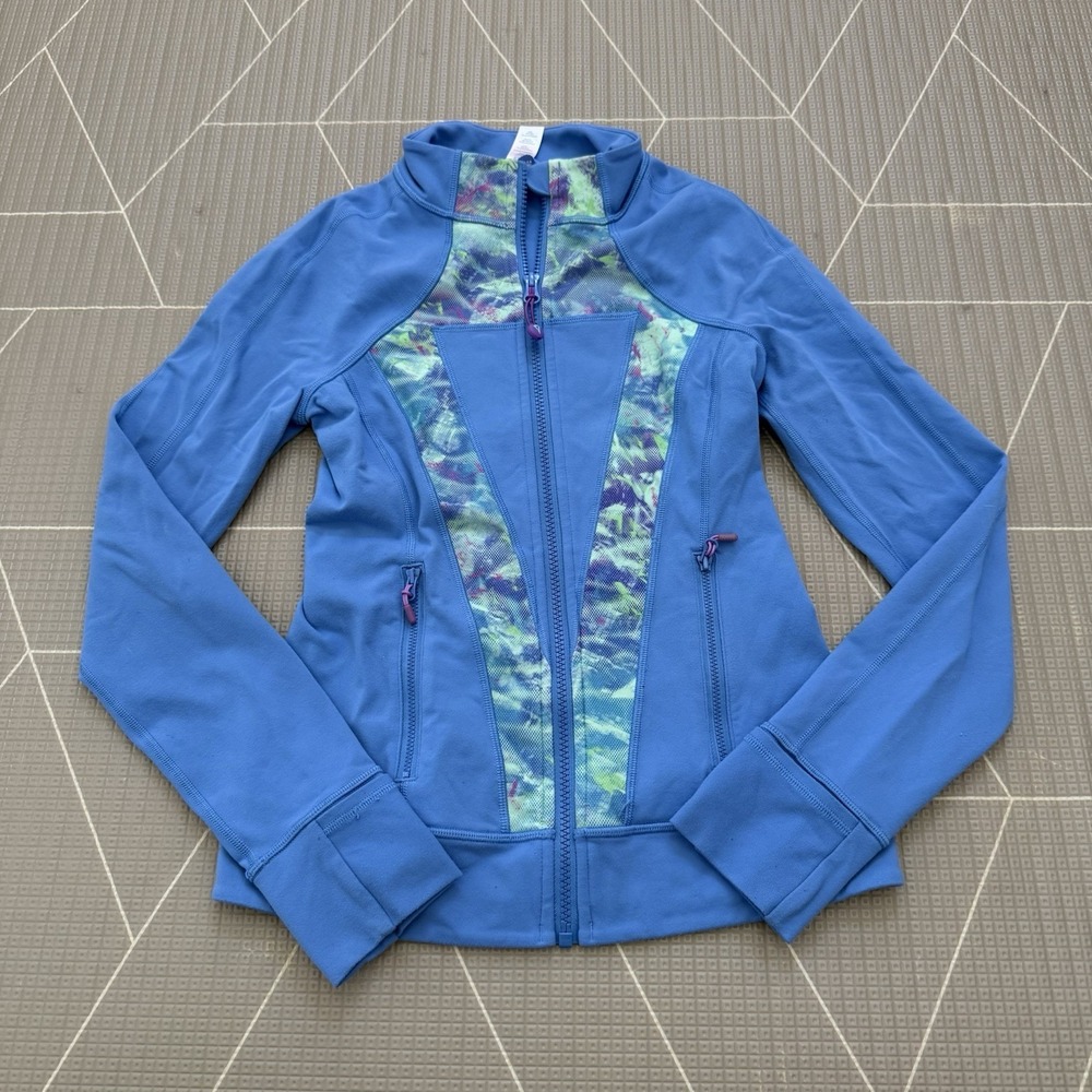 Ivivva Lululemon Girl's Perfect Your Practice Jacket 12 Blue Cloud Performance